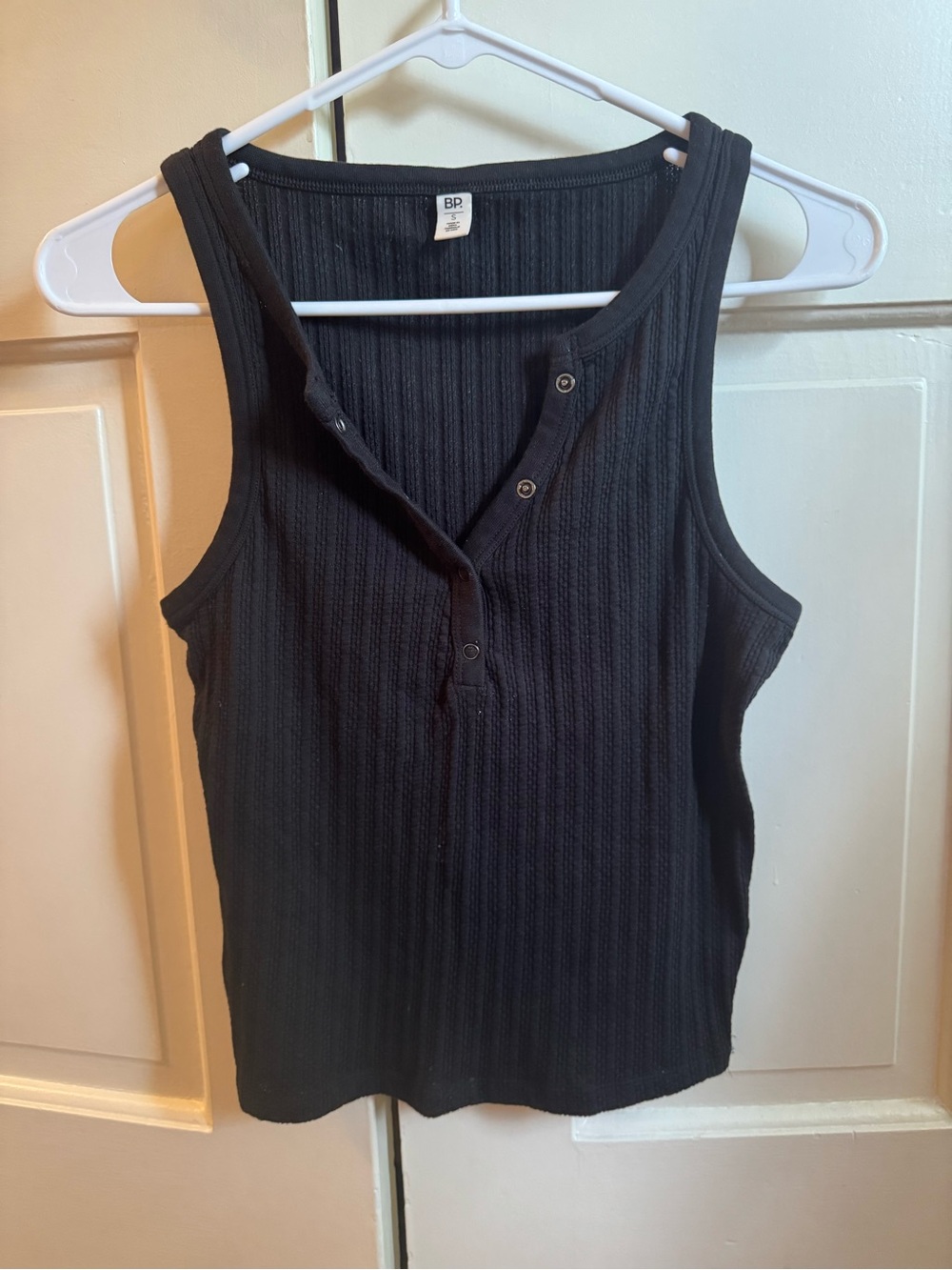 bp Black Ribbed Henley Tank